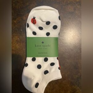 kate spade White Polka Dot Low Cut Socks with Red Ladybug Accent